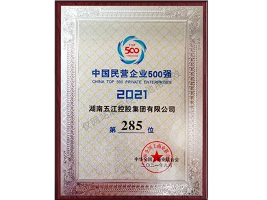 中国民营企业500强第285位（2021年）